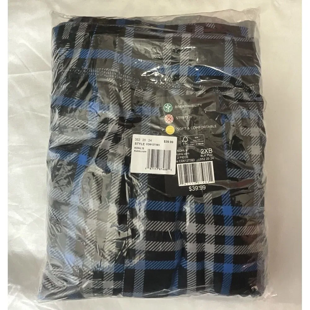 New Men's Big & Tall‎ Cuddl Duds 2 Pack Banded Bottom Pajama Pants Set-Size 2XB